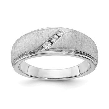 14k White Gold 3-Stone 1/6 carat Diamond Complete Men's Band