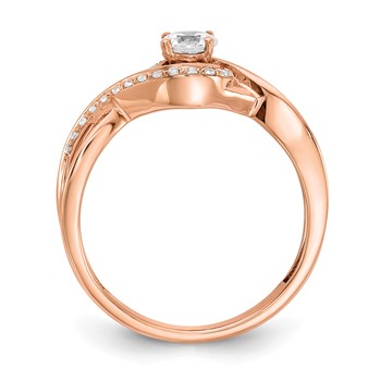 14k Rose Gold Criss-Cross (Holds 1/3 carat (4.5mm) Round Center) 1/6 carat Diamond Semi-mount Engagement Ring — alternate view