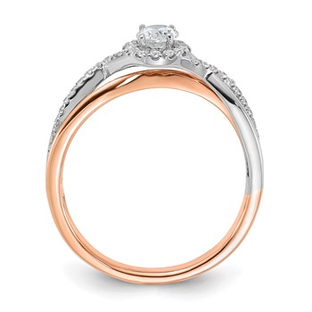 14k Two-tone Oval Halo Diamond Semi-Mount Engagement Ring — alternate view