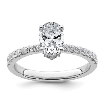 14k White Gold 1 3/8 carat Certified Lab Grown Diamond VS+ F+ Oval Complete Solitaire Engagement Ring