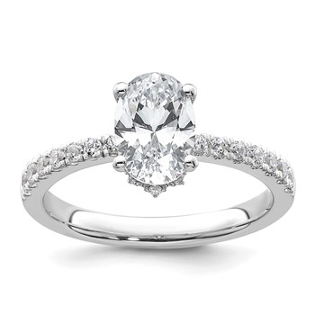 14k White Gold 1 1/2 carat Lab Grown Diamond VS/SI+ G+ Oval Complete Solitaire Engagement Ring