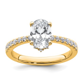 14k 1 1/2 carat Certified Lab Grown Diamond VS+ F+ Oval Complete Solitaire Engagement Ring