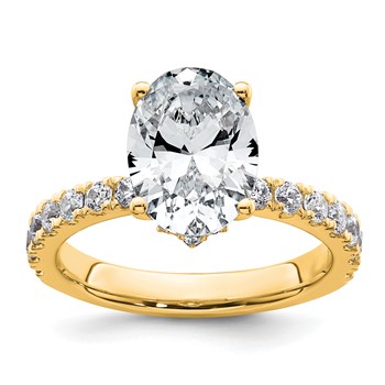 14k 3 1/5 carat Certified Lab Grown Diamond VS+ F+ Oval Complete Solitaire Engagement Ring