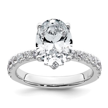 14k White Gold 3 1/5 carat Certified Lab Grown Diamond VS+ F+ Oval Complete Solitaire Engagement Ring
