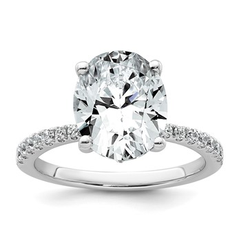 14k White Gold 3 1/4 carat Certified Lab Grown Diamond VS+ F+ Oval Complete Solitaire Engagement Ring