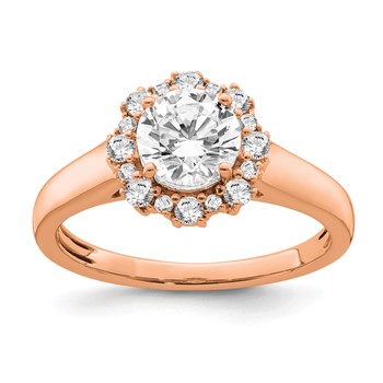 True Origin 14K Rose Gold 1/4 carat Lab Grown Diamond VS+ F+ Semi-Mount Round Halo Engagement Ring