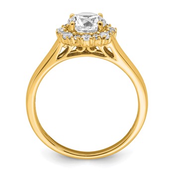 True Origin 14K Yellow Gold 1/4 carat Lab Grown Diamond VS+ F+ Semi-Mount Round Halo Engagement Ring — alternate view