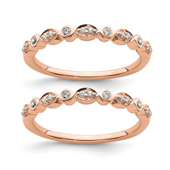 Pure Serenity 14k Rose Gold 1/5 carat Lab Grown Diamond VS/SI+ G+ Two Wedding Band Set