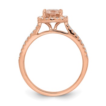 Blooming Bridal 14k Rose Gold Halo 8x6mm Oval Morganite and 1/3 carat Diamond Complete Engagement Ring — alternate view