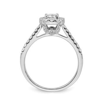 14k White Gold Halo Plus (Holds 1/2 carat (5.2mm) Round Center) 3/8 carat Diamond Semi-Mount Engagement Ring — alternate view