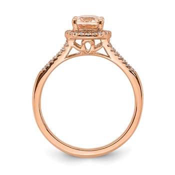 Blooming Bridal 14k Rose Gold Halo 8x6mm Oval Morganite and 1/5 carat Diamond Complete Engagement Ring — alternate view