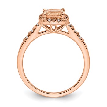 Blooming Bridal 14k Rose Gold Halo 6.00mm Cushion-cut Morganite and 1/15 carat Diamond Complete Engagement Ring — alternate view