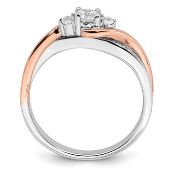 10k White and Rose Gold (Holds 1/4 carat (4.1mm) Round Center) 1/8 carat Diamond Semi-mount Engagement Ring — alternate view