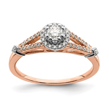 10k Rose Gold Halo 1/3 carat Diamond Complete Engagement Ring
