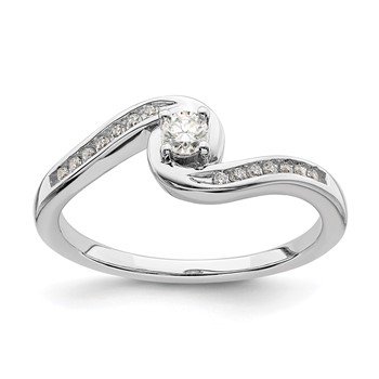 10k White Gold Bypass 1/5 carat Diamond Complete Engagement Ring