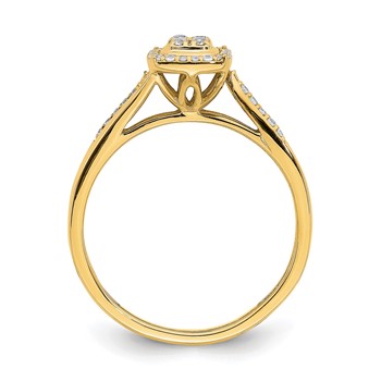 10k Yellow Gold Square Halo Cluster 1/6 carat Diamond Complete Engagement Ring — alternate view