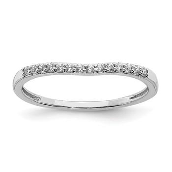 10k White Gold 1/10 carat Diamond Contoured Complete Wedding Band