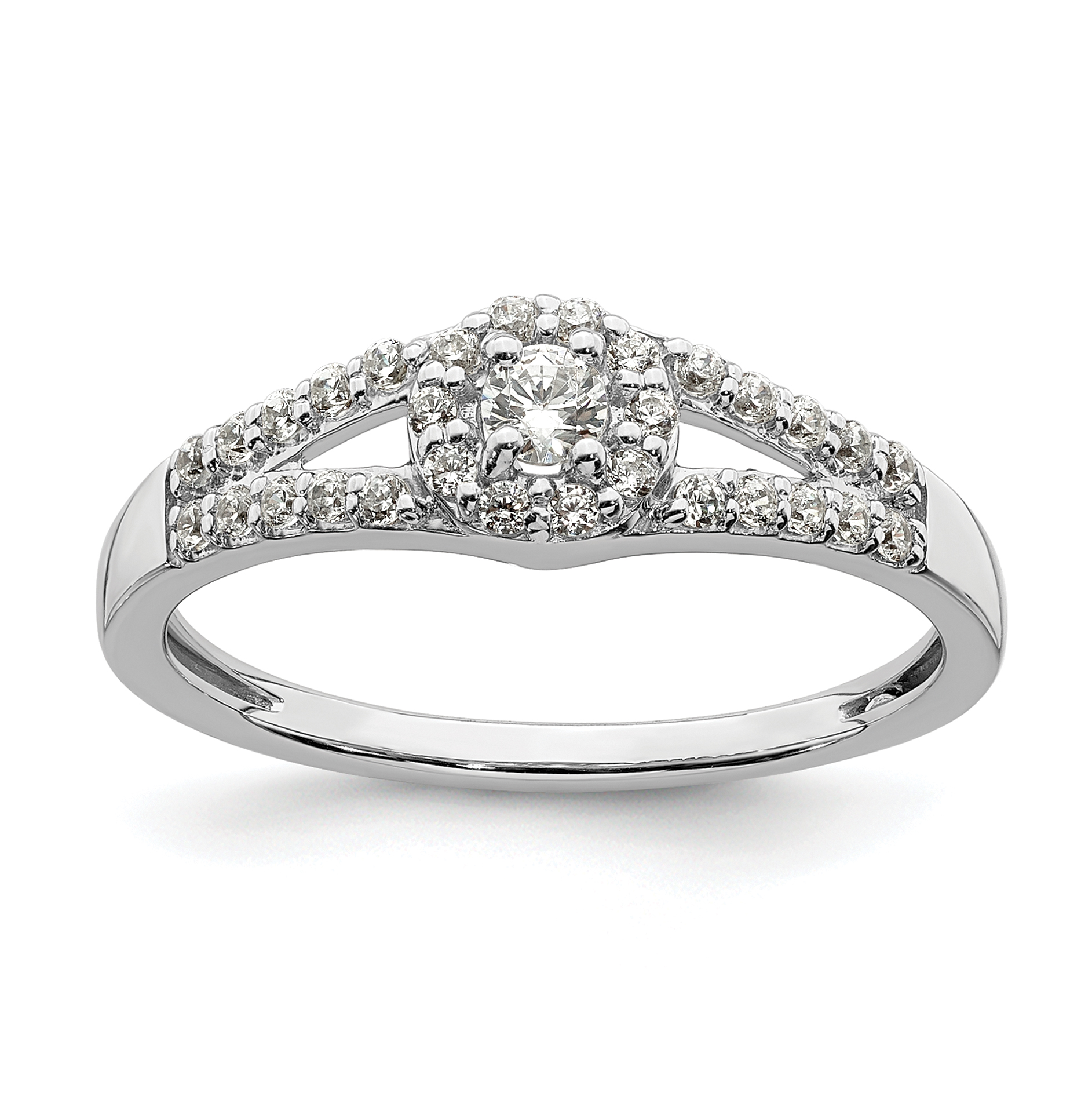10k White Gold 1/3 carat Lab Grown Diamond VS/SI+ G+ Complete Round Halo Engagement Ring