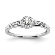 Image of 10k White Gold Halo Cluster 1/5 carat Diamond Complete Engagement Ring