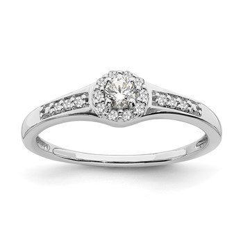 10k White Gold 1/5 carat Lab Grown Diamond VS/SI+ G+ Complete Cluster Engagement Ring