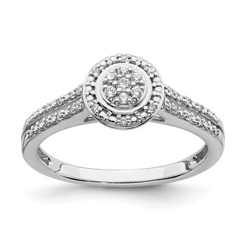10k White Gold Halo Cluster 1/6 carat Diamond Complete Engagement Ring