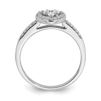 10k White Gold Heart Halo Cluster 1/4 carat Diamond Complete Engagement Ring — alternate view
