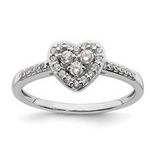 Image of 10k White Gold Heart Halo Cluster 1/4 carat Diamond Complete Engagement Ring