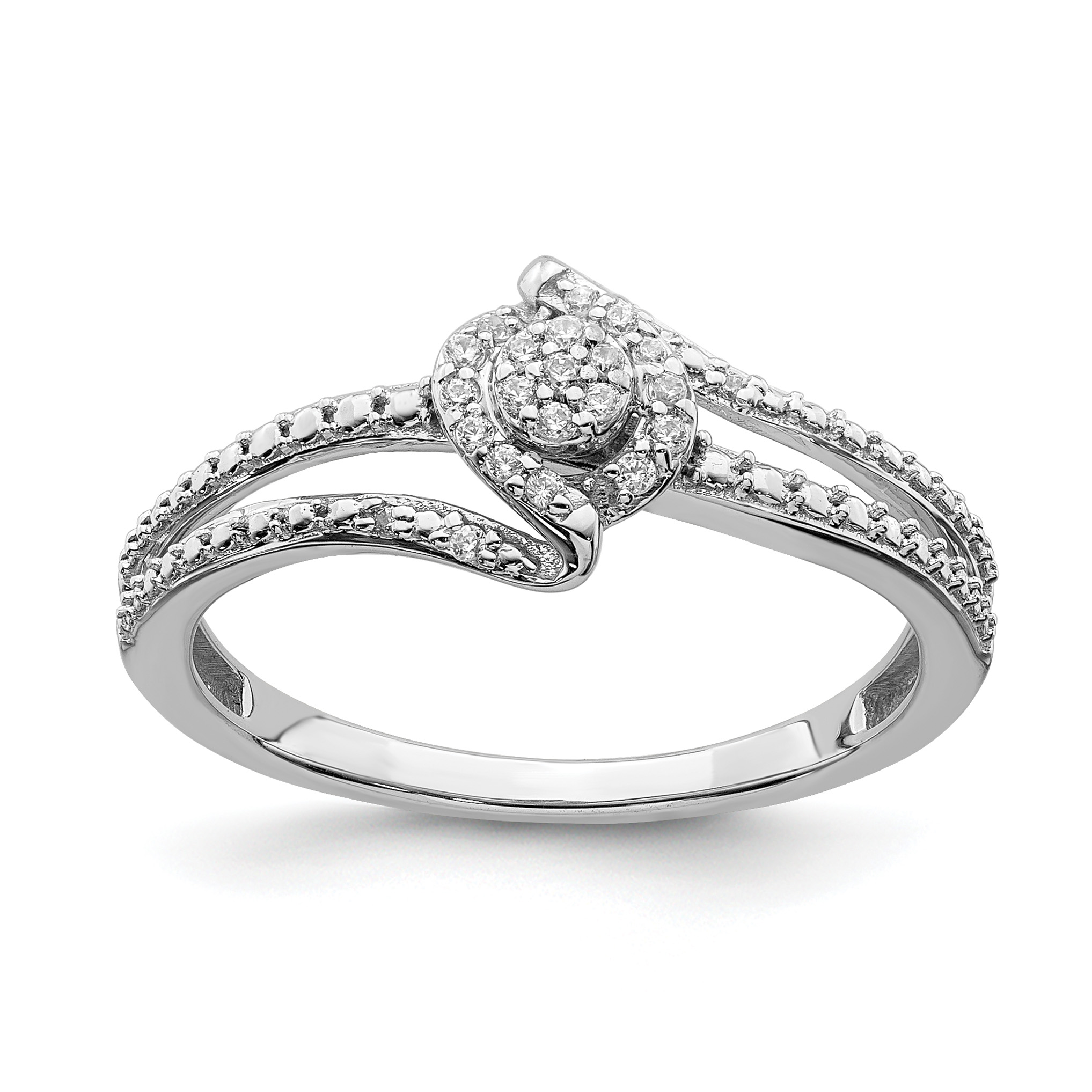 10k White Gold Halo Cluster 1/10 carat Diamond Complete Engagement Ring