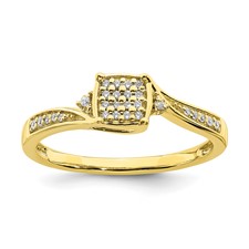 Image of 10k Yellow Gold Diamond Cluster Engagement Ring