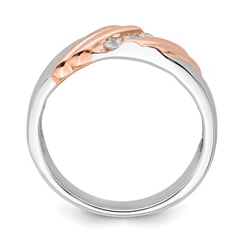 14k White and Rose Gold 3-Stone 1/6 carat Diamond Complete Men's Band — alternate view