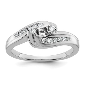 14k White Gold By-Pass Peg Set 1/3 carat Diamond Semi-mount Engagement Ring
