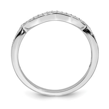 14k White Gold 1/10 carat Diamond Contoured Complete Wedding Band — alternate view