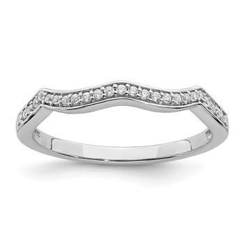 14k White Gold 1/10 carat Diamond Contoured Complete Wedding Band