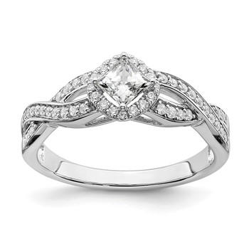 14k White Gold Criss-Cross Halo (Holds 1/3 carat (3.9mm) Princess Center) 1/4 carat Diamond Semi-mount Engagement Ring