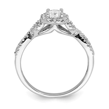 14k White Gold Halo Plus (Holds 1/3 carat (4.5mm Round Center) 1/4 carat Diamond Semi-Mount Engagement Ring — alternate view