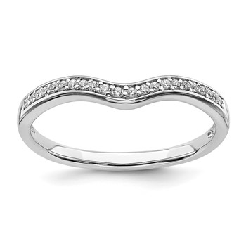 14k White Gold 1/10 carat Diamond Contoured Complete Wedding Band