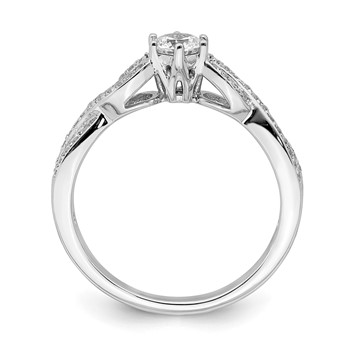 14k White Gold Criss-Cross (Holds 1/3 carat (4.5mm) Round Center) 1/5 carat Diamond Semi-mount Engagement Ring — alternate view