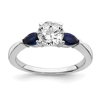 14k White Gold Sapphire Semi-mount Engagement Ring