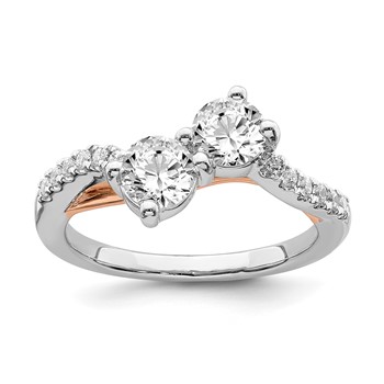 14k White Gold Semi-mount Two-stone Diamond Engagement Ring
