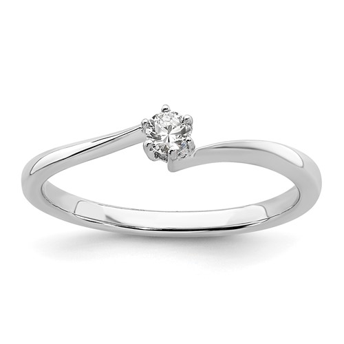 14k White Gold 1/8ct Lab Grown Diamond VS/SI+ G+ Comp Petite Eng Ring