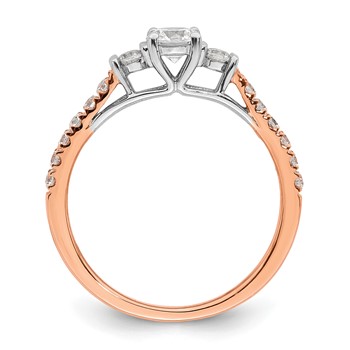 14k Rose Gold 3/4 carat Lab Grown Diamond VS/SI+ G+ Complete Petite Engagement Ring — alternate view