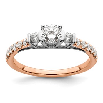 14k Rose Gold 3/4 carat Lab Grown Diamond VS/SI+ G+ Complete Petite Engagement Ring