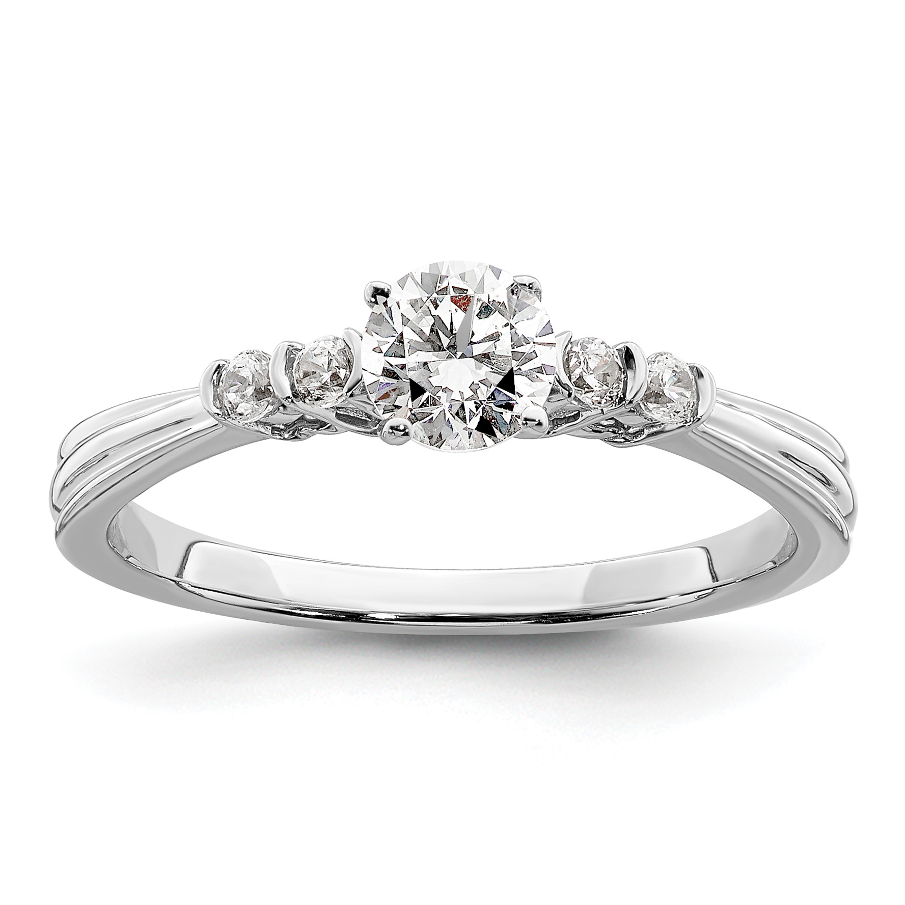 10k White Gold 1/2 carat Lab Grown Diamond VS/SI+ G+ Complete Petite Engagement Ring