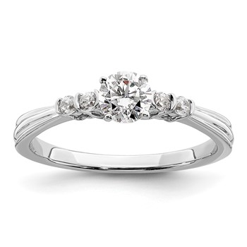 10k White Gold 1/2 carat Lab Grown Diamond VS/SI+ G+ Complete Petite Engagement Ring