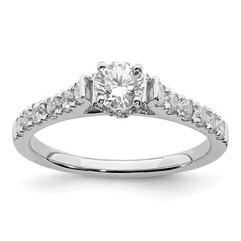 14k White Gold 7/8 carat Lab Grown Diamond VS/SI+ G+ Complete Petite Engagement Ring