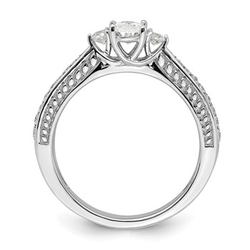 14k White Gold Three Stone Semi-Mount Including 2-2.4mm Side Stones Engagement Ring — alternate view