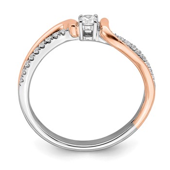 First Promise 14k White and Rose Gold Bypass 1/5 carat Round Diamond Complete Promise/Engagement Ring — alternate view