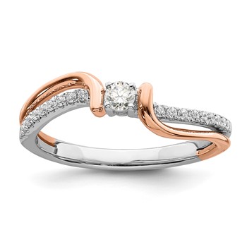 First Promise 14k White and Rose Gold Bypass 1/5 carat Round Diamond Complete Promise/Engagement Ring