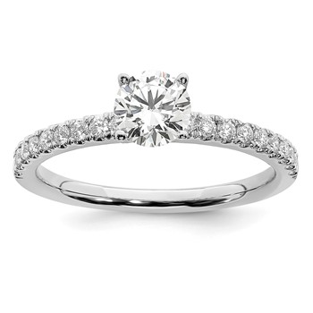 14k White Gold 3/4 carat Lab Grown Diamond VS/SI+ G+ Semi Mount Round Size 5 Engagement Ring