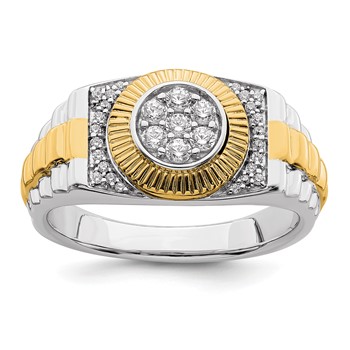 IBGoodman 10k Two-Tone 1/3 carat Lab Grown Diamond VS/SI+ G+ Complete Men's Ring